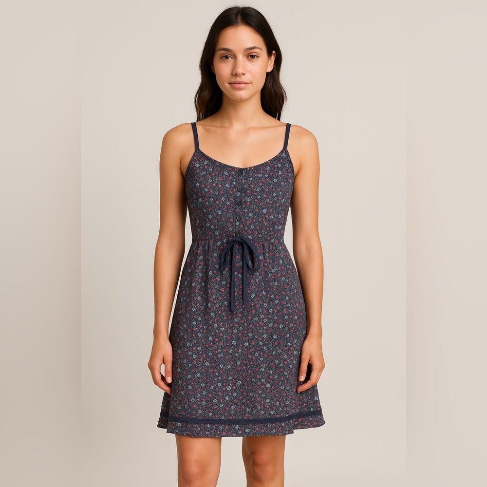Mossimo Supply Co. Floral Sundress Navy Cotton Adjustable Strap Cottagecore S